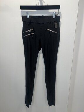 THOMAS WYLDE Black Leather Skinny Moto Pants - Size Small